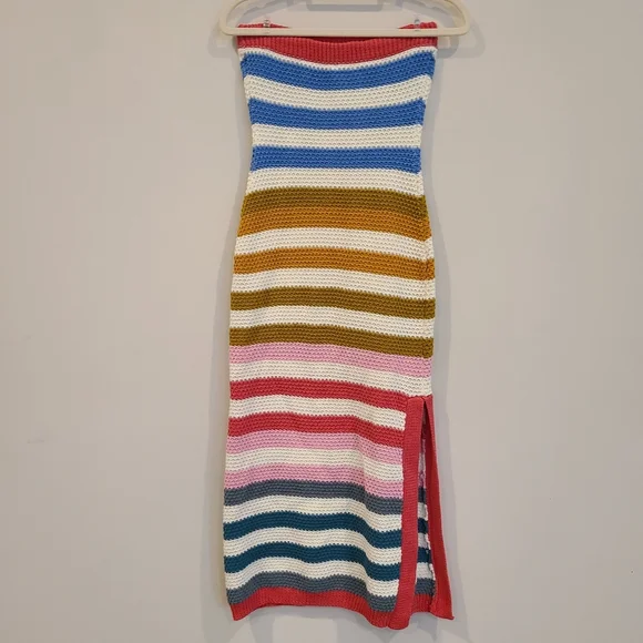 LE LIS Multi Colored Striped Crochet Tube Dress - Picture 3 of 9